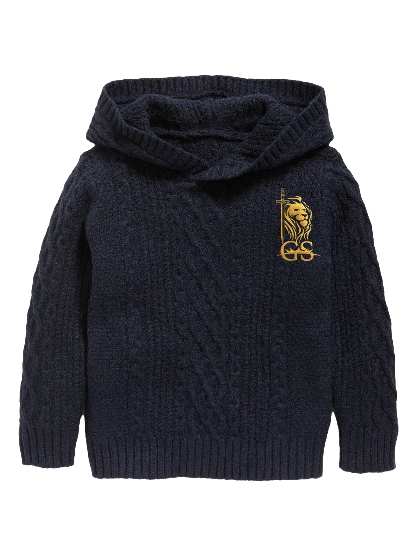 Knitted Hoodie for Toddler Boys in Navy Blue