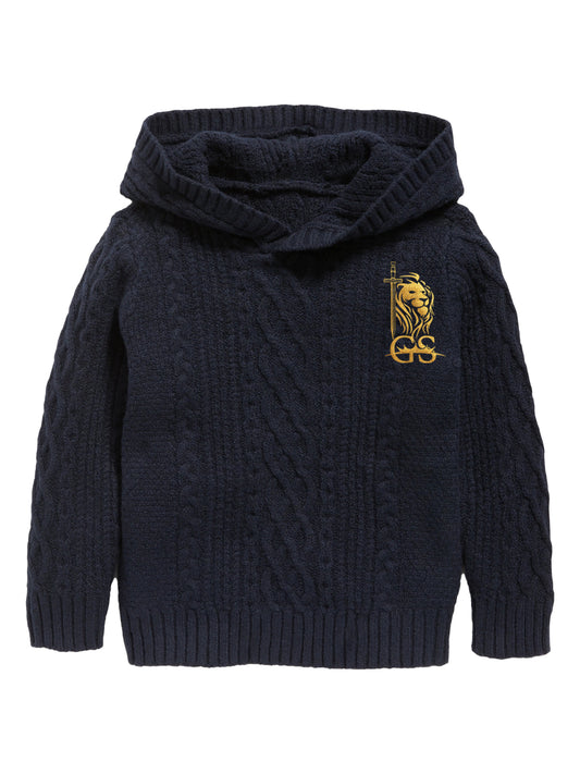 Knitted Hoodie for Toddler Boys in Navy Blue